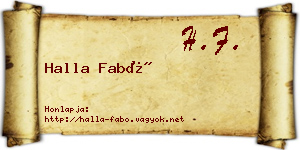 Halla Fabó névjegykártya